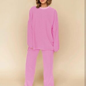 Pink Striped Women's Lounge Sleepwear Set